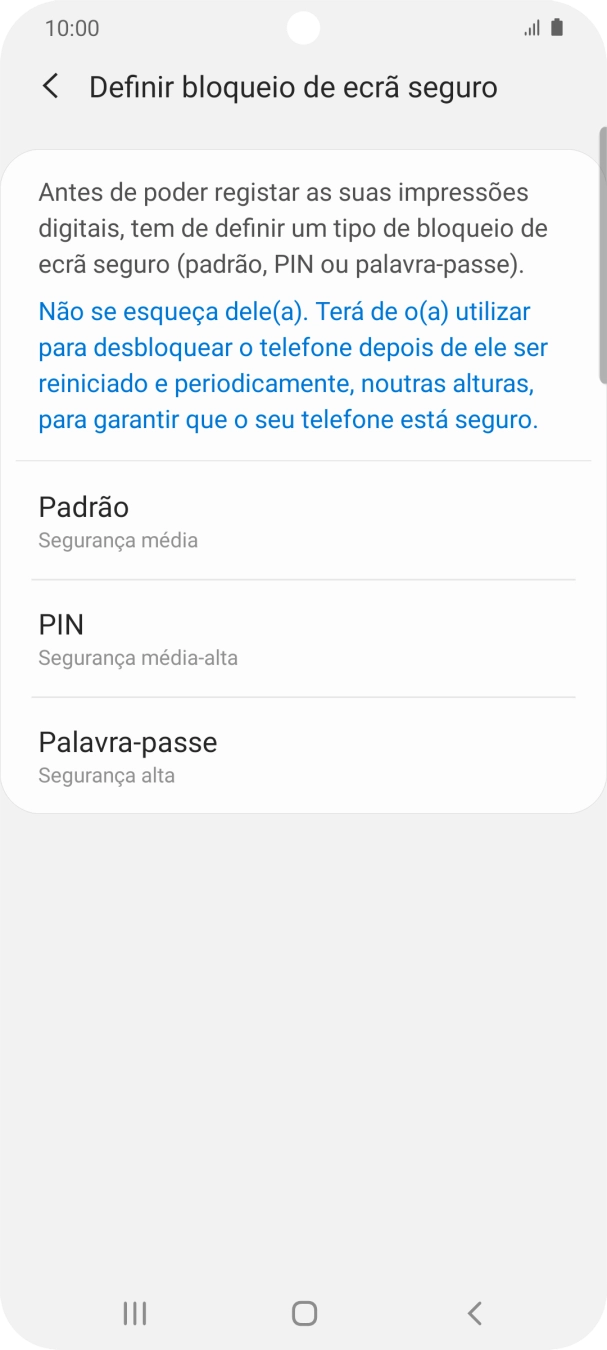 Prima o código de bloqueio do telefone pretendido e siga as indicações no ecrã para estabelecer um código de bloqueio adicional.