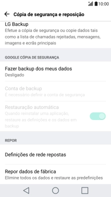 Prima Repor dados de fábrica.