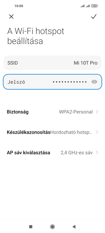 Kattints a Jelszó mezőre, és írd be a kívánt jelszót.