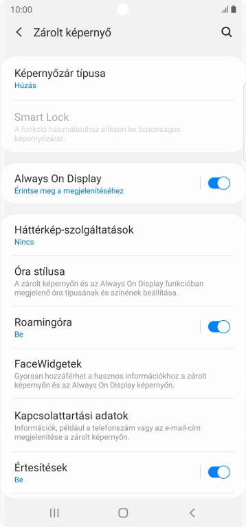 Válaszd a Képernyőzár típusa lehetőséget.
