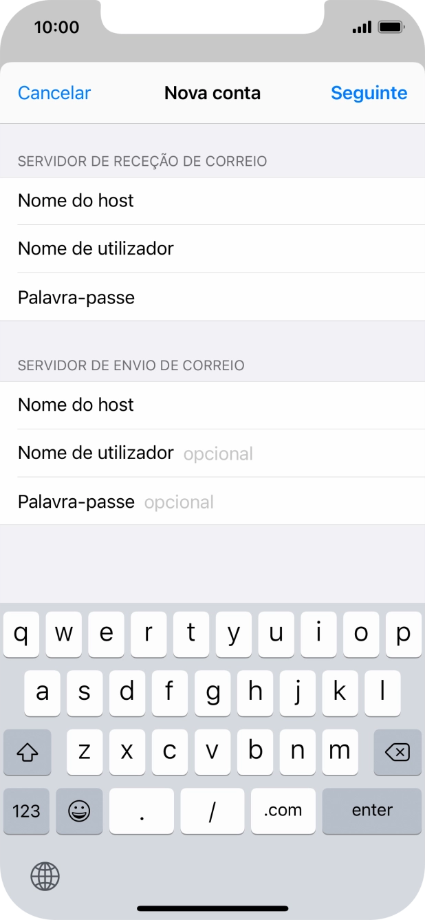 Prima Nome de utilizador e introduza o nome de utilizador da sua conta de e-mail na Vodafone.
