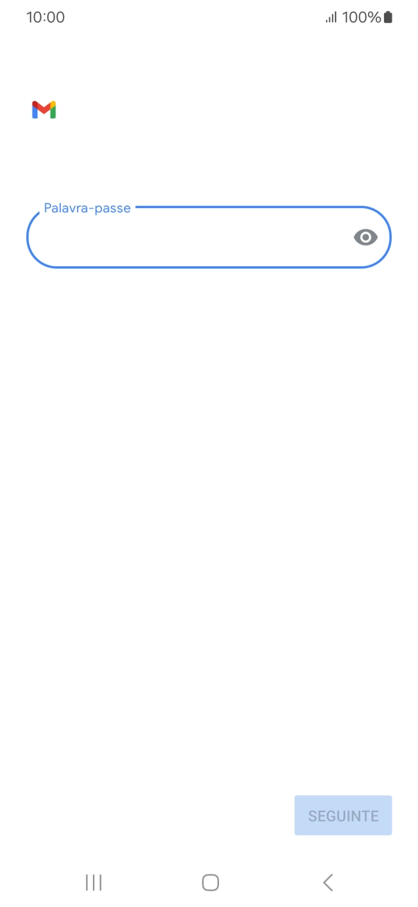 Prima Palavra-passe e introduza a password da sua conta de e-mail na Vodafone.