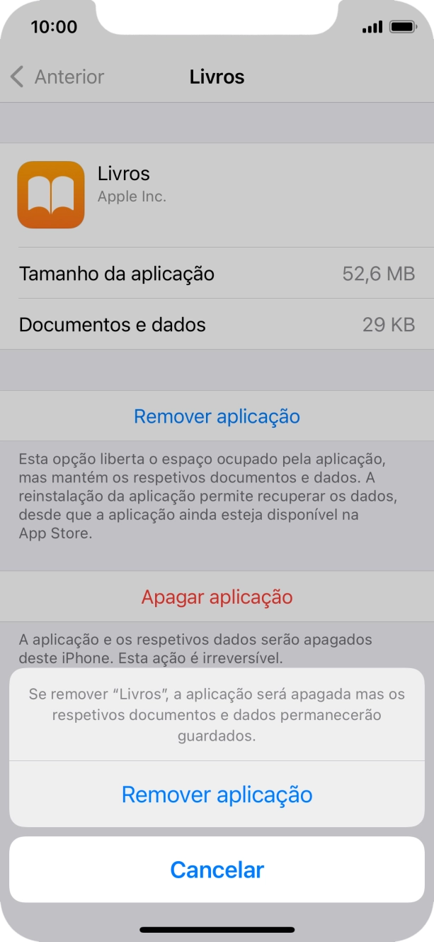 Prima Remover aplicação.