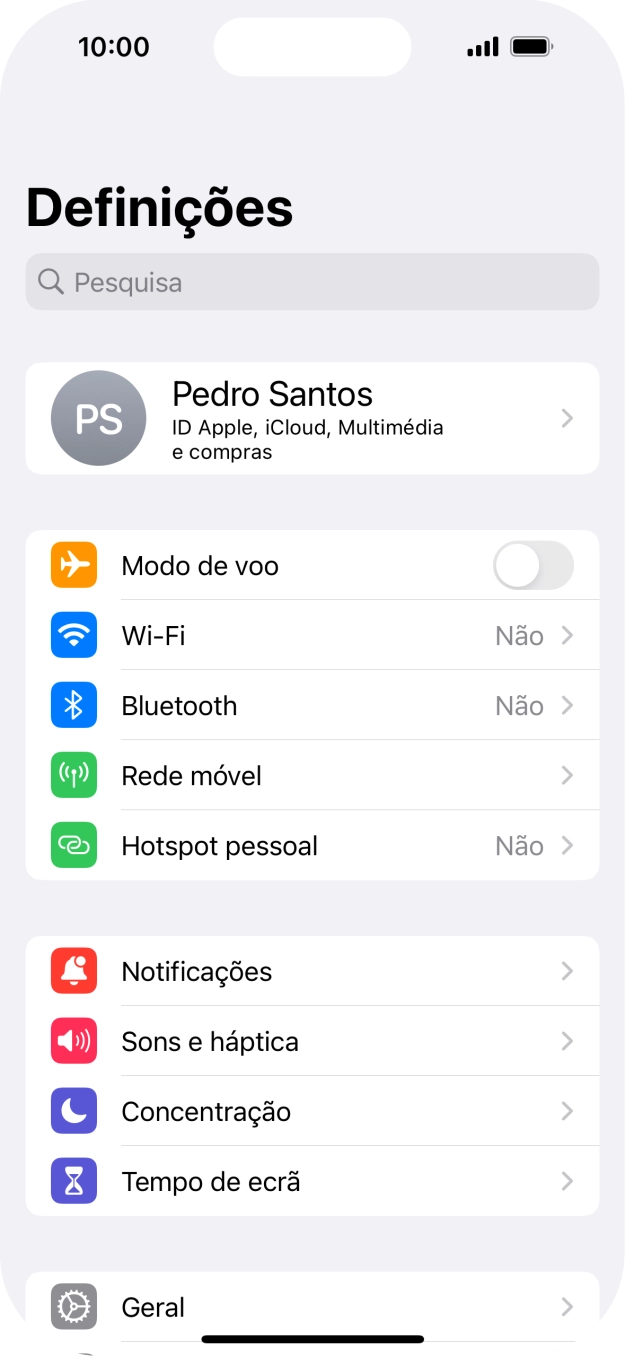 Prima Tempo de ecrã e escolha, se necessário, o membro pretendido do seu grupo familiar.