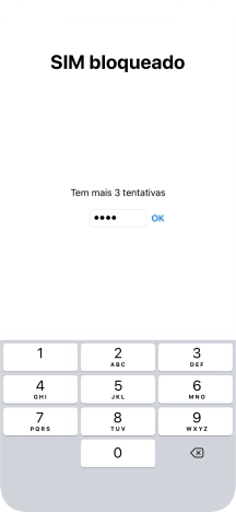 Se o cartão SIM estiver bloqueado, deve introduzir o código PIN e premir OK.