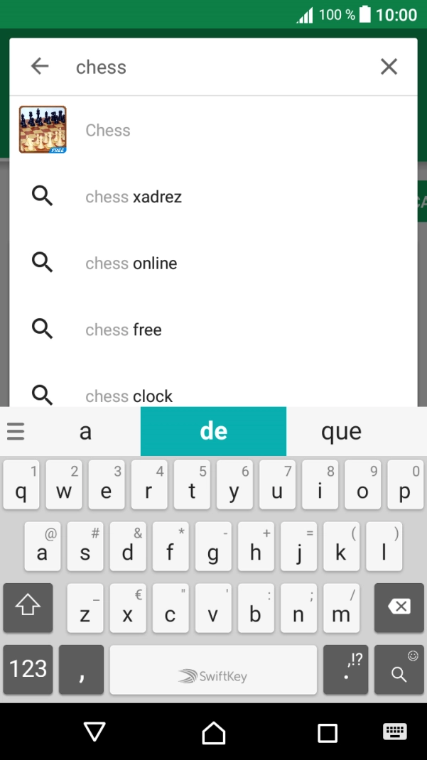 Introduza o nome ou categoria da app pretendida e prima o ícone para pesquisar.