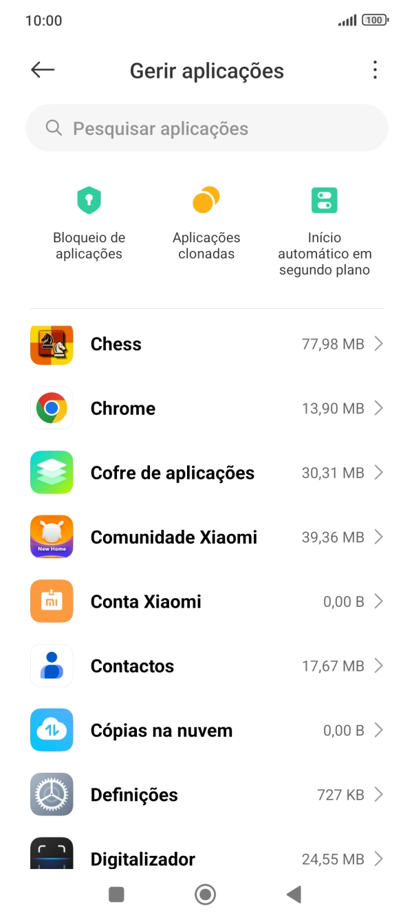 Prima a app pretendida.