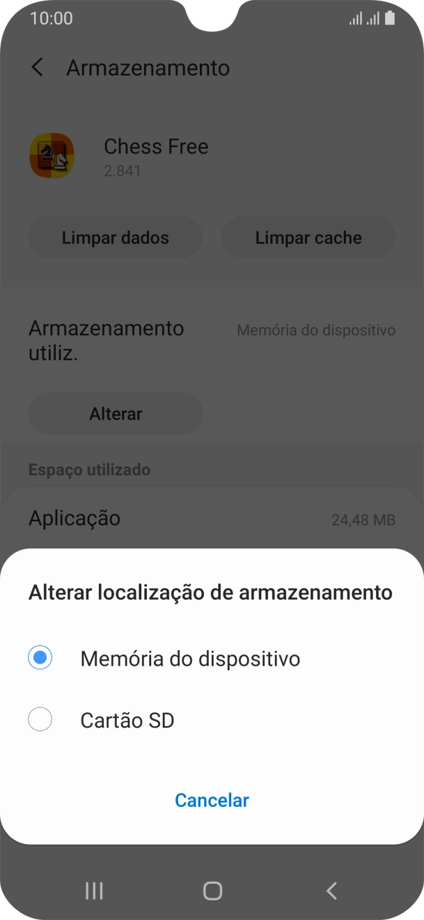 Prima o nome do cartão de memória.