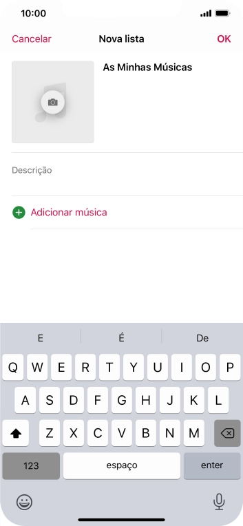 Prima Adicionar música.
