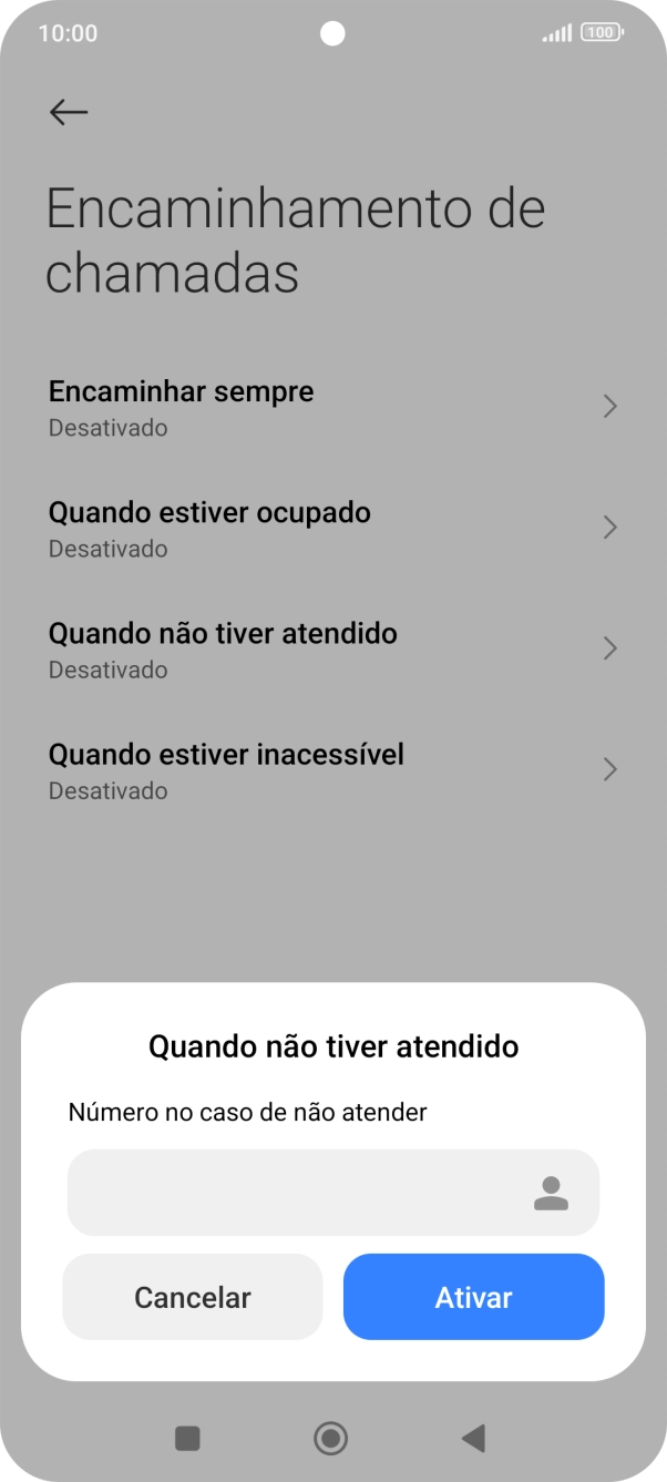 Introduza 123 e prima Ativar.