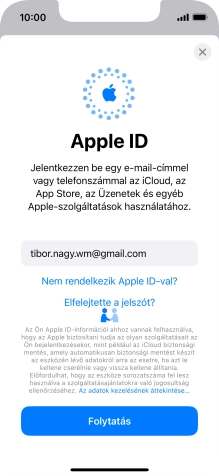 Válaszd a Folytatás lehetőséget.