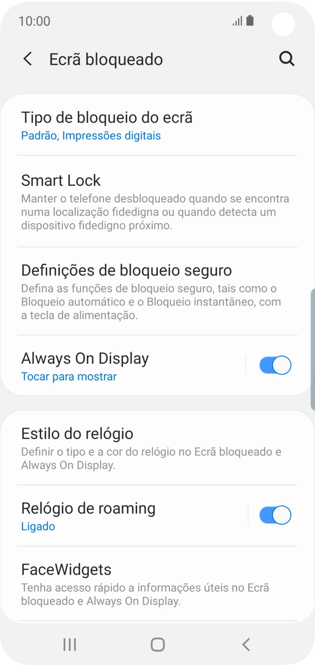 Prima Tipo de bloqueio do ecrã e introduza o código de bloqueio do telefone atual.