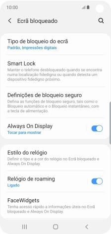 Prima Tipo de bloqueio do ecrã e introduza o código de bloqueio do telefone atual.