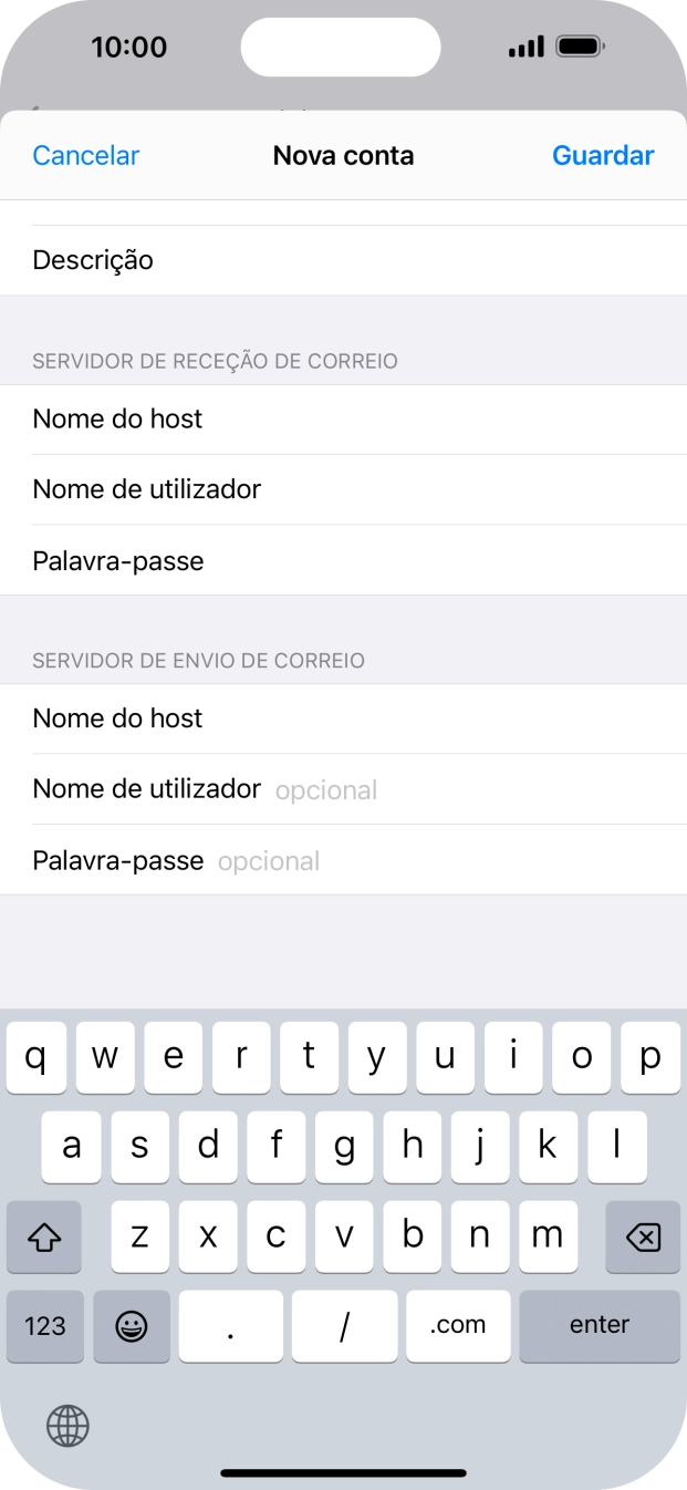 Prima Nome de utilizador e introduza o nome de utilizador da sua conta de e-mail na Vodafone.