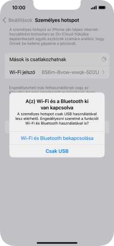 Amennyiben ki van kapcsolva a Wi-Fi, válaszd a Wi-Fi és Bluetooth bekapcsolása lehetőséget.
