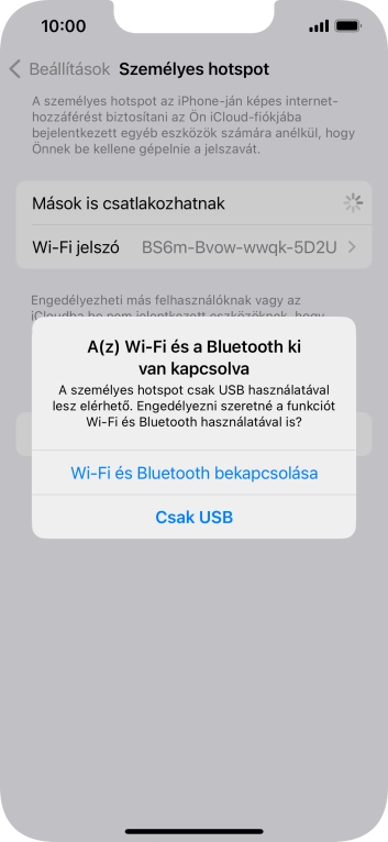 Amennyiben ki van kapcsolva a Wi-Fi, válaszd a Wi-Fi és Bluetooth bekapcsolása lehetőséget.