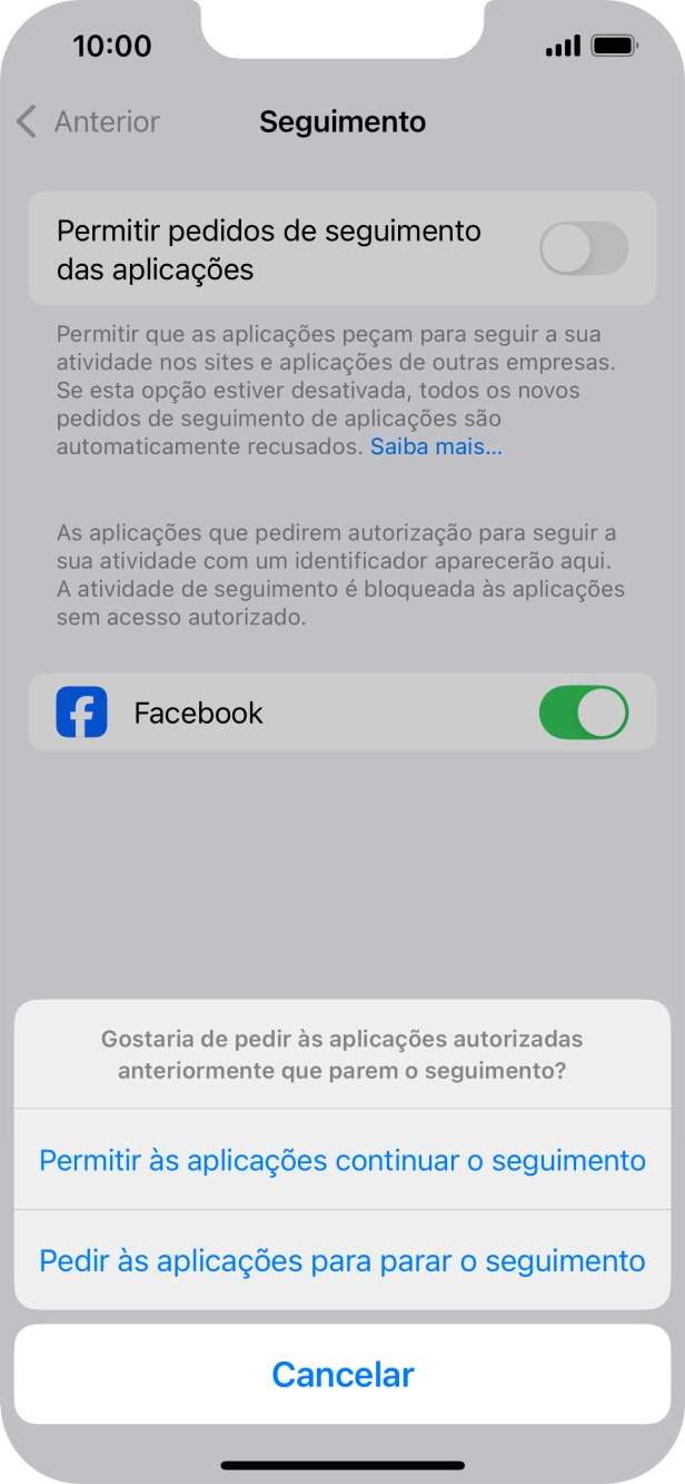 Se desativar a função, prima a definição pretendida.