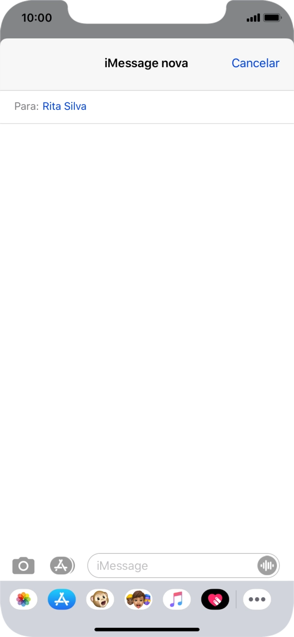 Também é possível enviar imagens, vídeo, audio e diferentes efeitos na iMessage. Siga as indicações no ecrã para enviar a iMessage com o conteúdo pretendido.