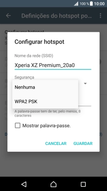 Prima WPA2 PSK para proteger o hotspot Wi-Fi com uma password.
