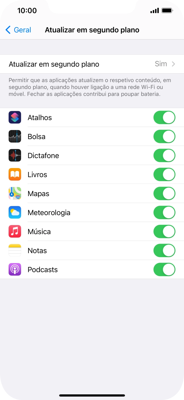 Prima Atualizar em segundo plano.