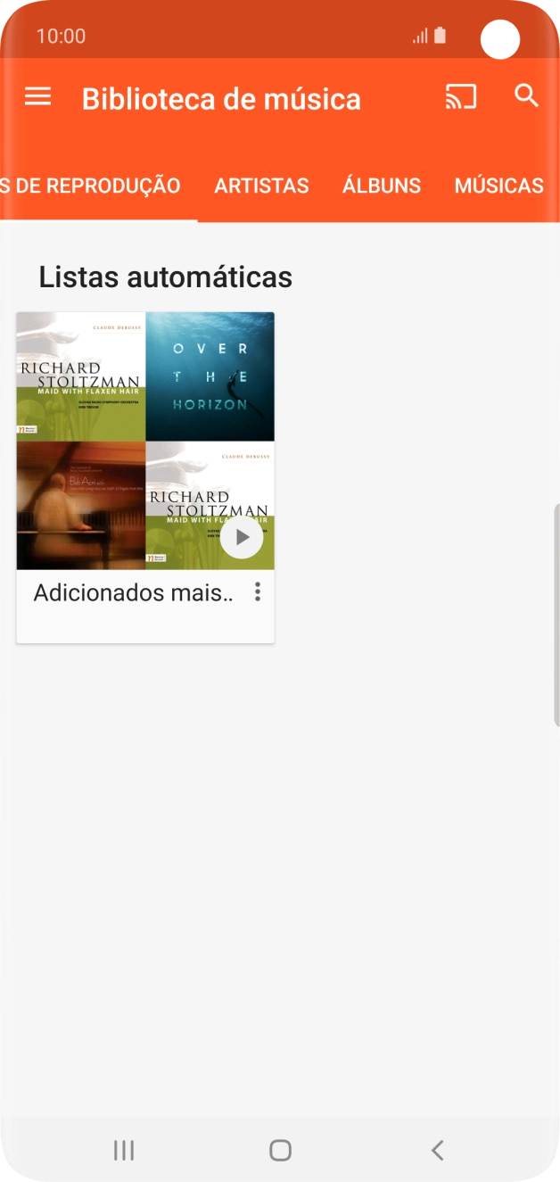 Prima a categoria pretendida e dirija-se ao ficheiro de música pretendido.