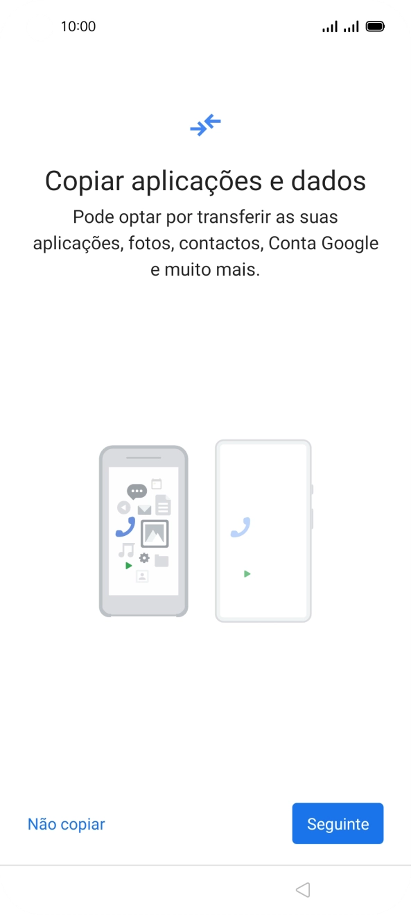 É possível transferir conteúdo de outro telefone quando o telefone for ativado antes da primeira utilização e quando o telefone tiver sido reiniciado. Quando esta imagem for mostrada no ecrã, o telefone está pronto para transferir conteúdo de outro telefone.