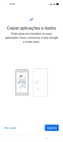 É possível transferir conteúdo de outro telefone quando o telefone for ativado antes da primeira utilização e quando o telefone tiver sido reiniciado. Quando esta imagem for mostrada no ecrã, o telefone está pronto para transferir conteúdo de outro telefone.