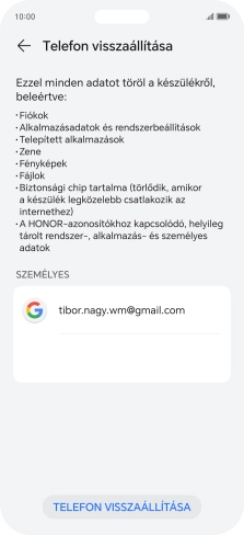 Válaszd a TELEFON VISSZAÁLLÍTÁSA lehetőséget.