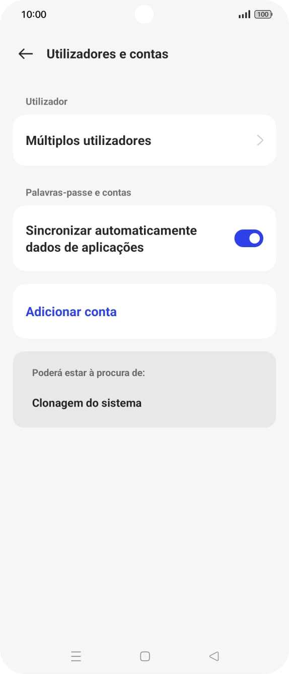 Prima Adicionar conta.