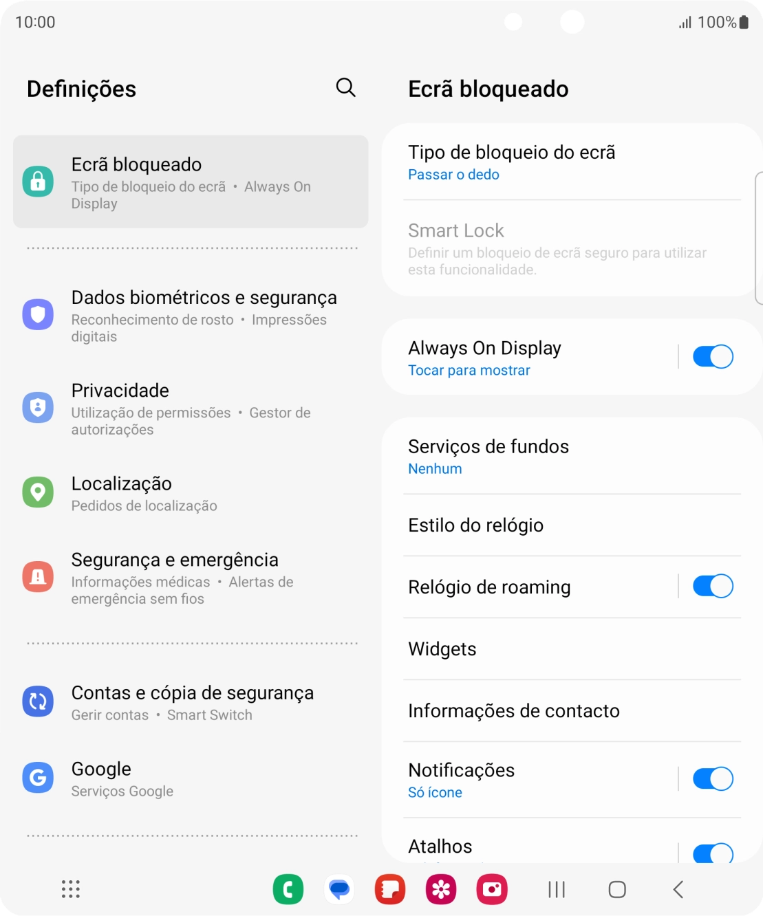 Prima Tipo de bloqueio do ecrã.