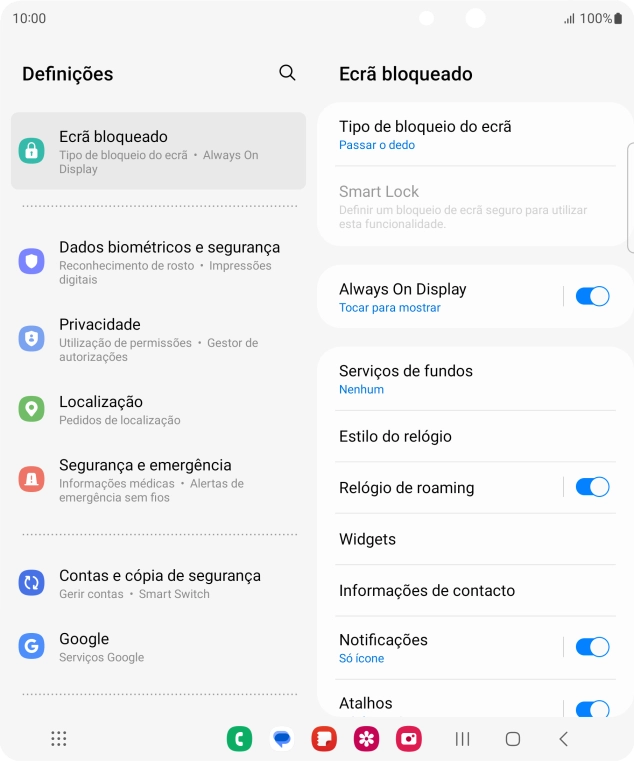 Prima Tipo de bloqueio do ecrã.
