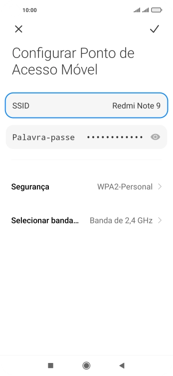 Prima Palavra-passe e introduza a password pretendida.