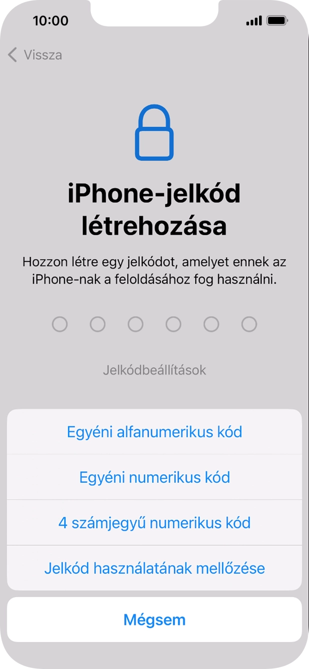 A képernyőzár használatának bekapcsolásához kövesd a képernyőn megjelenő utasításokat, vagy válaszd a Jelkód használatának mellőzése lehetőséget.