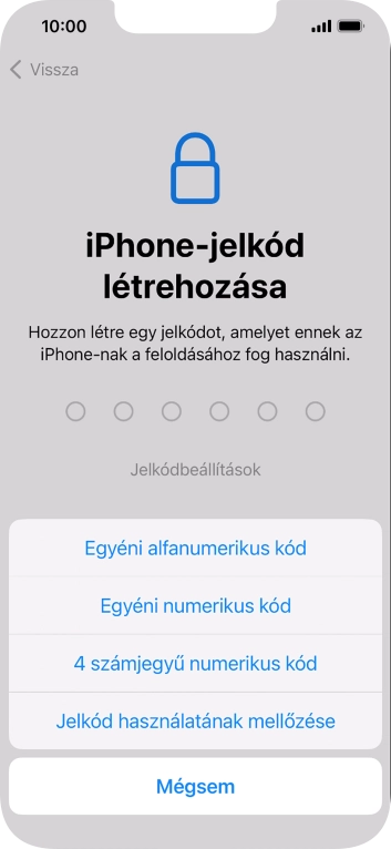 A képernyőzár használatának bekapcsolásához kövesd a képernyőn megjelenő utasításokat, vagy válaszd a Jelkód használatának mellőzése lehetőséget.