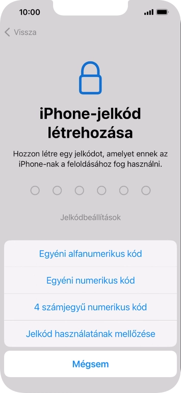 A képernyőzár használatának bekapcsolásához kövesd a képernyőn megjelenő utasításokat, vagy válaszd a Jelkód használatának mellőzése lehetőséget.