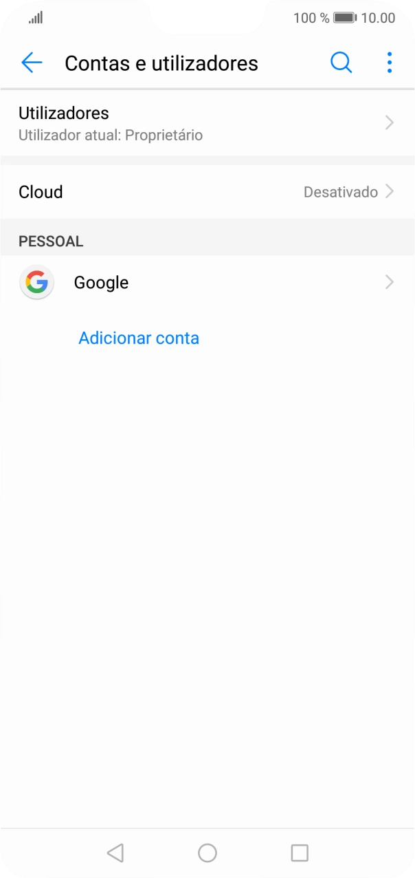 Prima Adicionar conta.