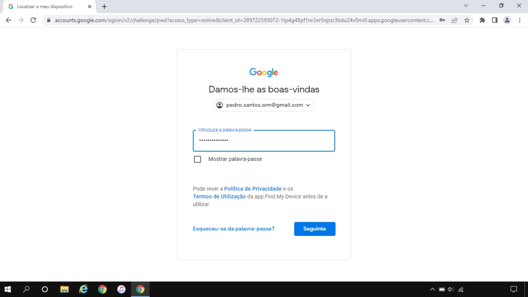 Siga as indicações no ecrã para iniciar sessão na sua conta Google.