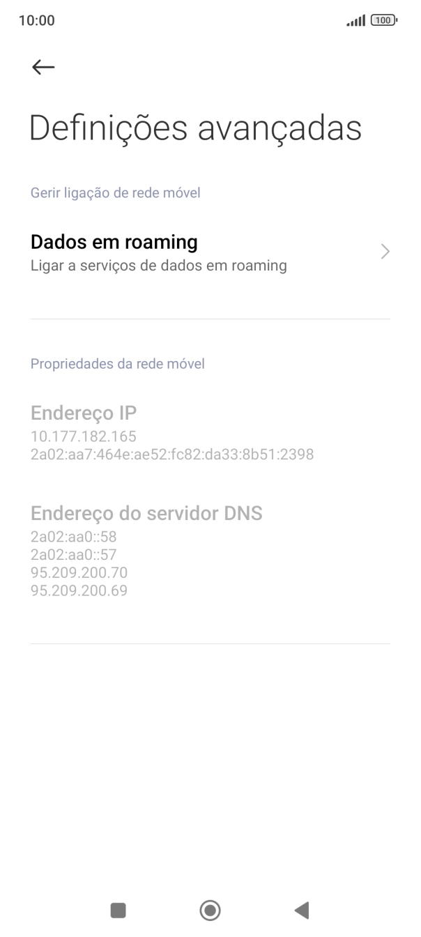 Prima Dados em roaming.