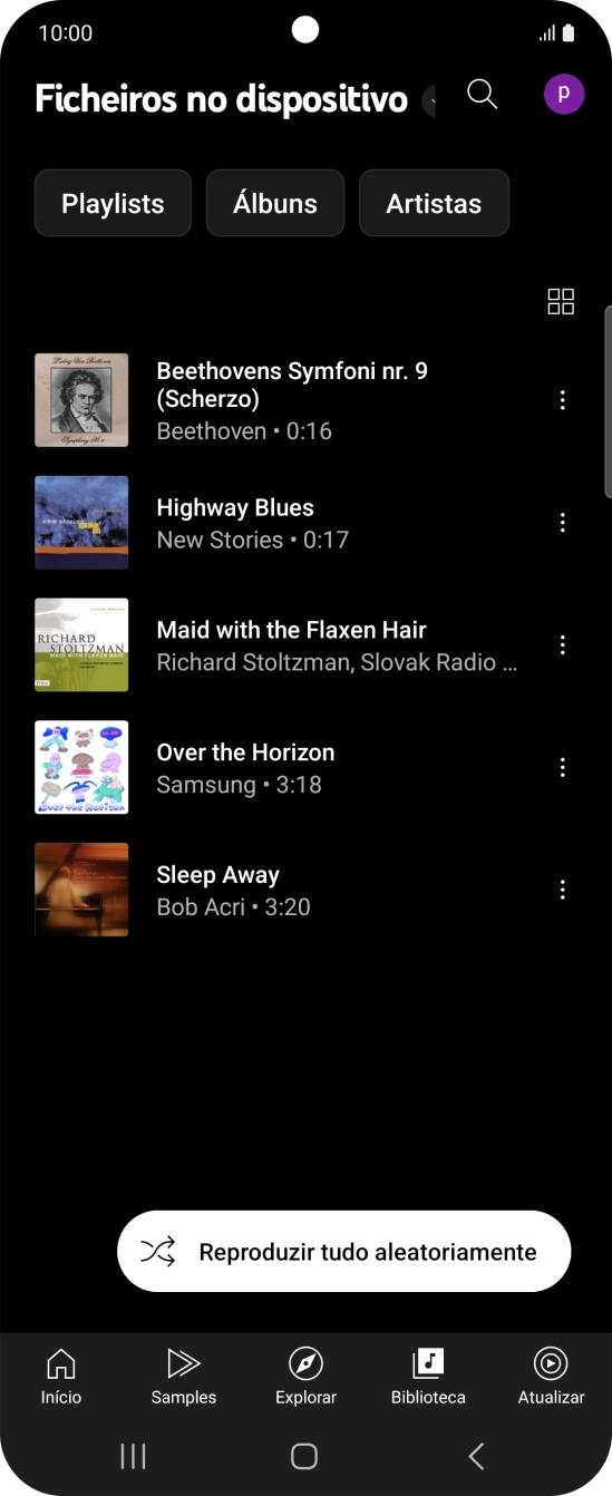 Prima o ficheiro de música pretendido.
