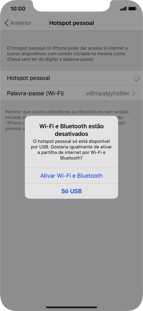 Se o Wi-Fi estiver desativado, prima Ativar Wi-Fi e Bluetooth.