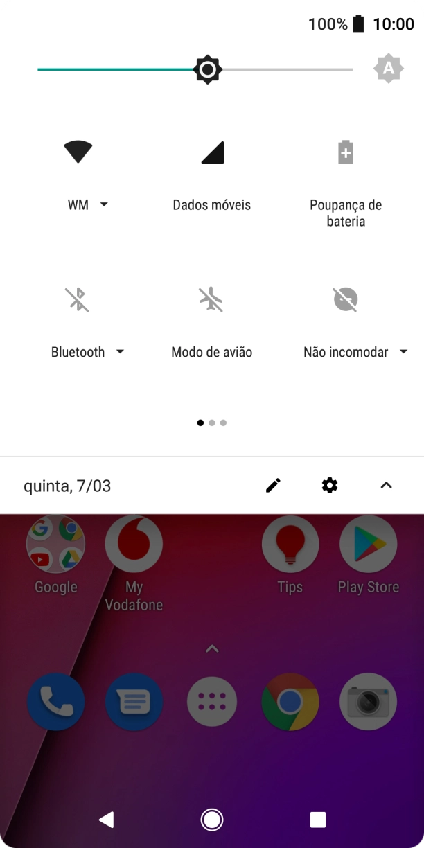 Prima o ícone de perfil silencioso para ativar ou desativar a função.
