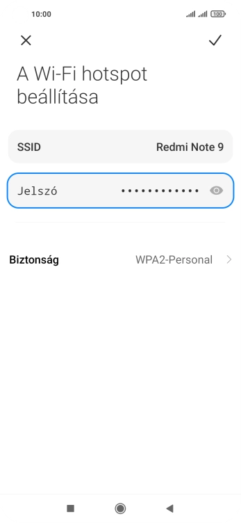 Kattints az „SSID” melletti mezőre, és írd be a Wi-Fi hotspot kívánt nevét.