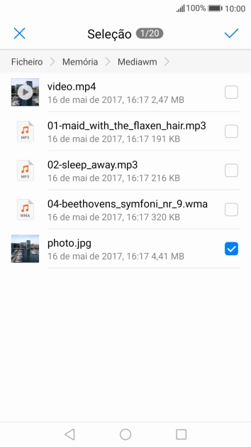 Prima o ícone para aceitar.