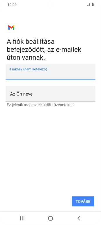 Kattints Az Ön neve mezőre, és írd be a kívánt küldőnevet.