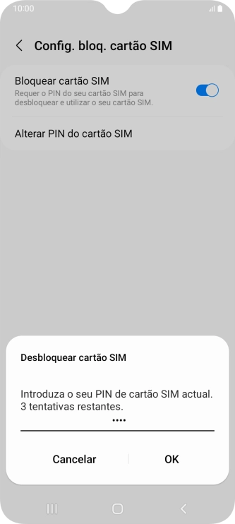 Introduza o seu código PIN e prima OK.