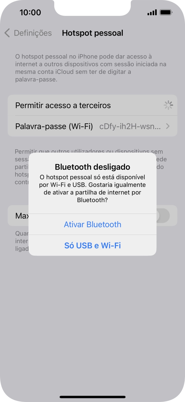 Se o Wi-Fi estiver ativado, prima Só USB e Wi-Fi .