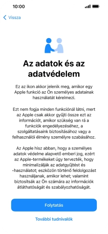 Válaszd a Folytatás lehetőséget.