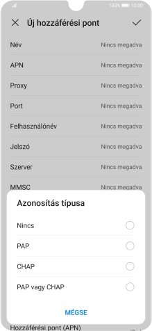 Válaszd a PAP lehetőséget.