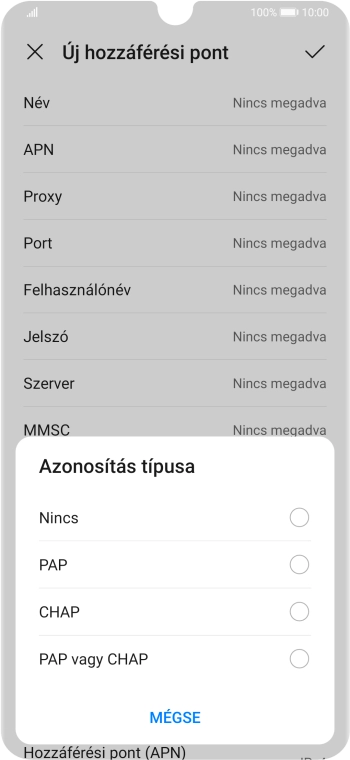 Válaszd a PAP lehetőséget.