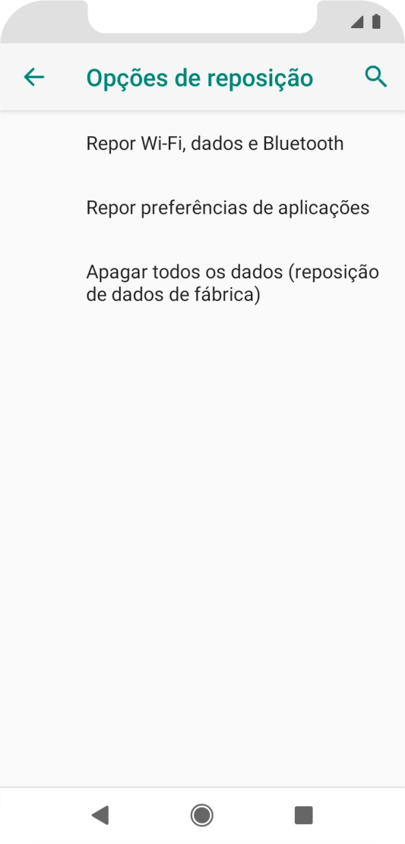 Prima Apagar todos os dados (reposição de dados de fábrica).